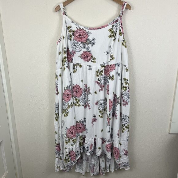 Torrid Ivory Floral Hi-Low Gauze Ruffle Midi Dress Plus Size 5X - Picture 2 of 5